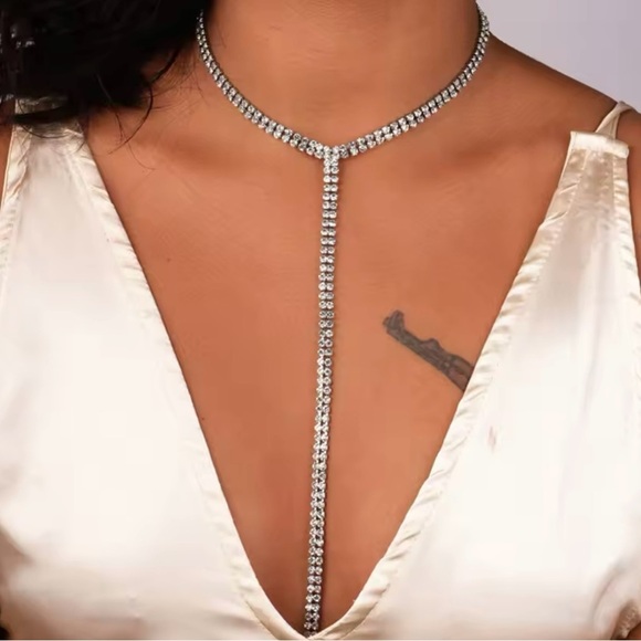 Rhinestone Choker Y Necklace for Women - Picture 1 of 3